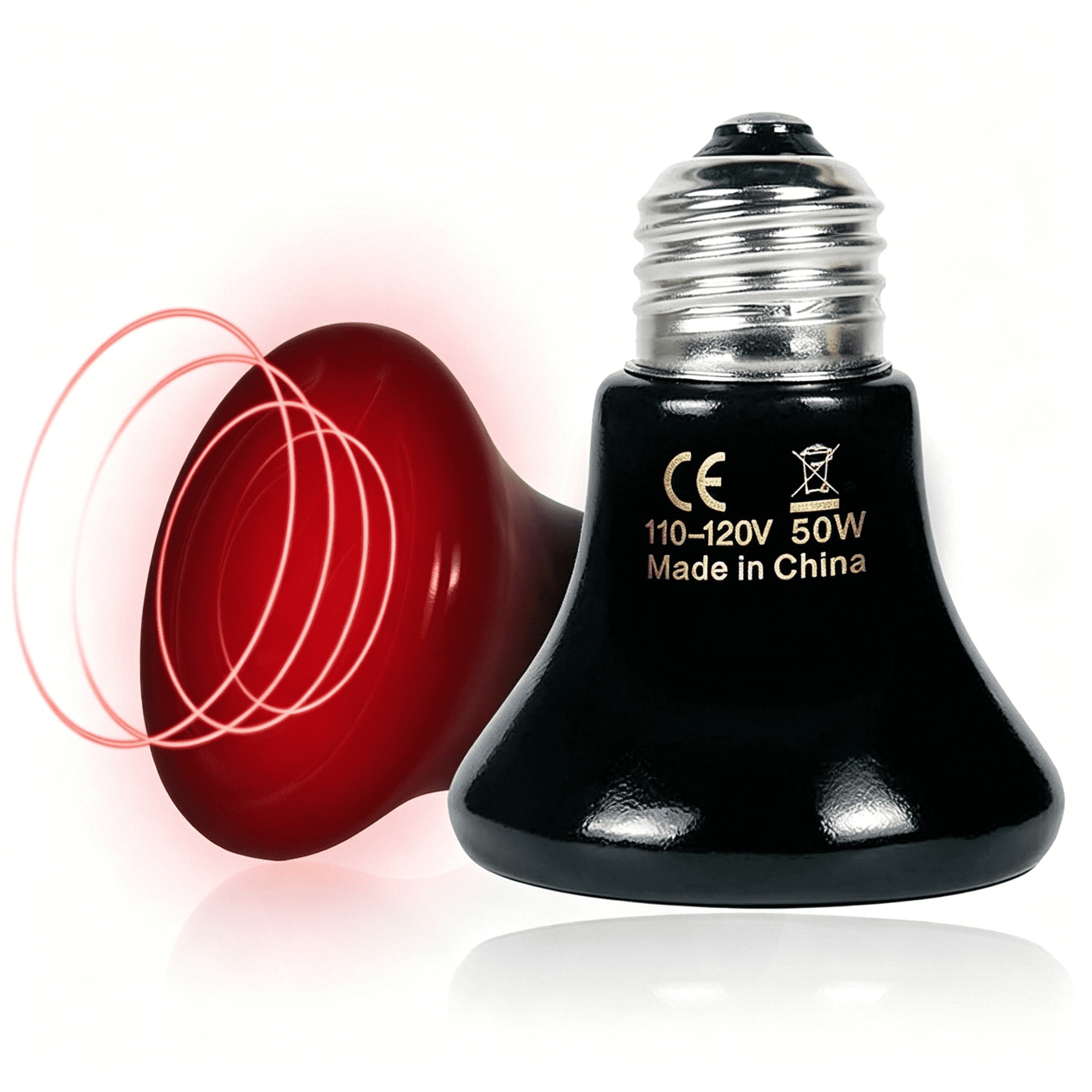 HIBIBUD 50W Non-Light Ceramic Heat Emitter (2-Pack 0.2Inch-60Mm) Reptile Heat Lamp for Terrariums,Brooders&Incubators. E26 for Turtle Lizard Bearded Dragon Snake Small Pets