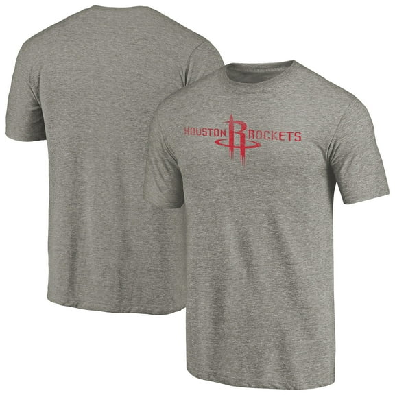 Men's Heather Gray Houston Rockets Distressed Team Logo Tri-Blend T-Shirt