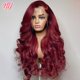 thumbnail image 1 of Peluca de cabello humano ondulado, postizo de encaje Frontal transparente HD de 13x4, 32, 34 pulgadas, color rojo, 5x5, 99J, 1 of 4