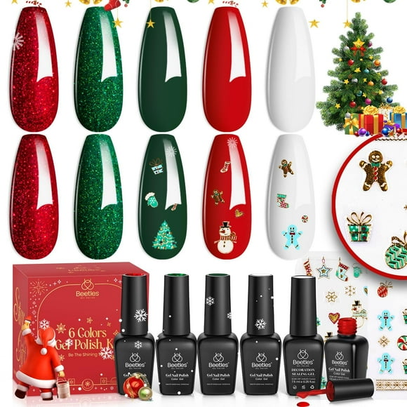 Set de Esmaltes en Gel Navidad Colección Eif de Beetles con Regalo