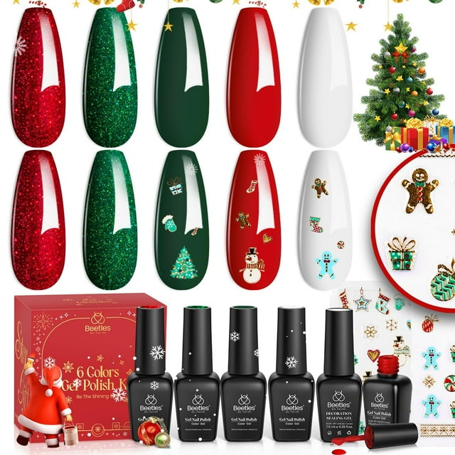 Set de Esmaltes en Gel Navidad Colección Eif de Beetles con Regalo