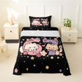 thumbnail image 2 of Manfei Cute Pet Bow Cat Twin Sheets, Cartoon 67 Number Bedding, Black Pink, 3pcs, 1 Flat Sheet, 1 Fitted Sheet and 1 Pillowcase, 2 of 6