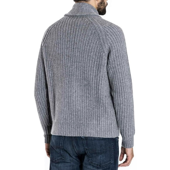 XZNGL Men's Knitted Sweater Suit Collar Solid Color Long Sleeve Cardigan