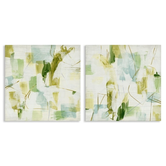 Stupell Industries Abstract Chaotic Patterns Abstract Painting Wrapped Canvas Art Print Wall Art, 17 x 17, Set of 2