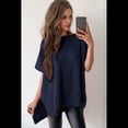 thumbnail image 4 of Suéter Holgado de Corta con Hombros Caídos para Mujer, Azul Marino, Talla L, 4 of 9