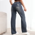 thumbnail image 5 of LWavelet Womens Distressed Ripped Wide Leg Jeans High Waisted Daily Casual Denim Pants Blue L, 5 of 6