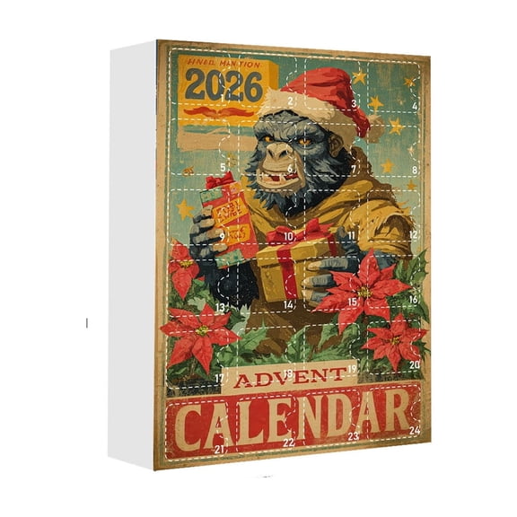 2026 Christmas Advent Calendar, 24 Days Xmas Countdown Box with Retro Sasquatch Acrylic Hanging Ornaments, Funny Yeti Holiday Decor Gift for Fans, Kids & Family
