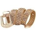 thumbnail image 2 of Tengmei Men Women Rhinestone Belt Luxury Strap Leather Sparkle Studded Belts Western Bling Bling Diamond Cowboy Belts Gold,42, 2 of 5