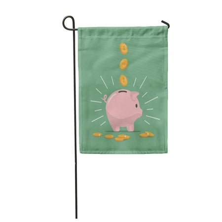 Piggy Bank Break To Open SIDONKU Pink Piggy Bank Falling Coins Saving Money Open Deposit Garden Flag Decorative Flag House Banner 12x18 inch ()