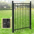 thumbnail image 2 of CAPHAUS 52FT Heavy Duty Flat Top Fence Barrier Kit, Anti-Rust Metal Steel Fence with 5FT Height X 6FT Width Panels, with Flat Top Fence Gate, Posts, Connectors, Outdoor Fencing for Yard, 2 of 9