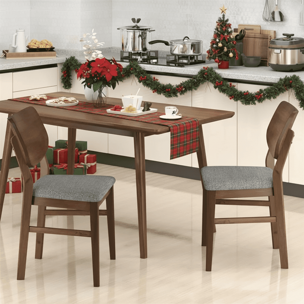 Barara King Dining Chair,Dining Room Chair,Farmhouse Upholstered Kitchen Chairs Set of 2 with Rubber Wood Frame-Gray