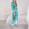 thumbnail image 3 of Fuzoiu Tranquil Ocean Canoe Journey Print Women's Long-Sleeved Pajama,Lounge Button Down Nightwear,Womens Notch Collar Pajama Set-XX-Large, 3 of 7