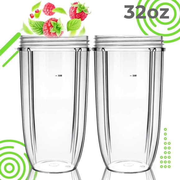 DEBGFS 2Pcs Replacement Parts 32oz Blender Cups Replacement Blender Cups Compatible with NutriBullet 600w and 900w Blender 2 Pack
