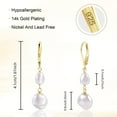 thumbnail image 5 of Lancharmed Gold Plated Stud Earrings,Round Pearl Pendant Earring Sister Gift, 5 of 7