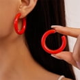 thumbnail image 3 of Minimalist Half Huggie Hoop Earrings for Women Acrylic Lightweight Chunky C Shaped Open Hoops Round Tube Stud Earrings Fashion Vintage Y2K Holiday Party Jewelry for Mother, 3 of 12
