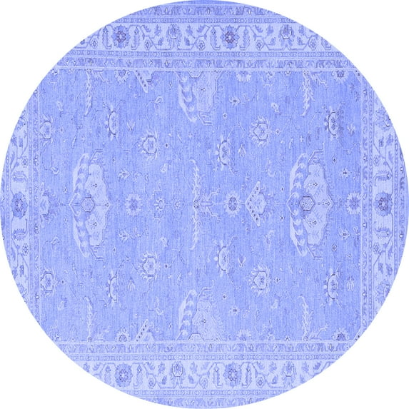 Ahgly Company Indoor Round Oriental Blue Traditional Area Rugs, 8' Round