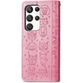 thumbnail image 3 of Wallet Phone Case for Samsung Galaxy S23 Ultra,Cute Cartoon Cat Dog Pattern PU Leather Case with Magnetic Clasp and Cash Card Slots Holder Holster for Galaxy S23 Ultra,CD Pink, 3 of 16