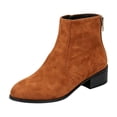 thumbnail image 2 of Willtoo Women’s Faux Suede Round Toe Chunky Heel Ankle Boots with Rear Zip Retro Comfortable Shoes Non-Slip Low Block Heel Dress Short Boots, 2 of 5