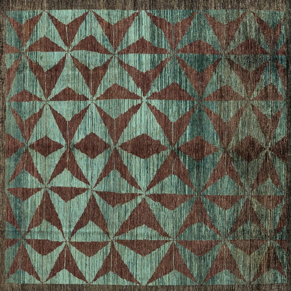 Ahgly Company Indoor Square Abstract Light Blue Modern Area Rugs, 8' Square