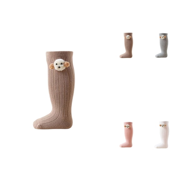 Cozy Kids Crew Socks with Adorable Bear Design, Soft Warm Wool Thermal Socks for Toddlers Boys Girls, Thick Long Winter Boot Socks, 6 Pairs