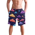 thumbnail image 4 of Dailycode Men's Quick Dry Swim Trunks Beach Shorts Casual Summer Board Shorts with Pockets, Colorful Cartoon Clouds, 4 of 8