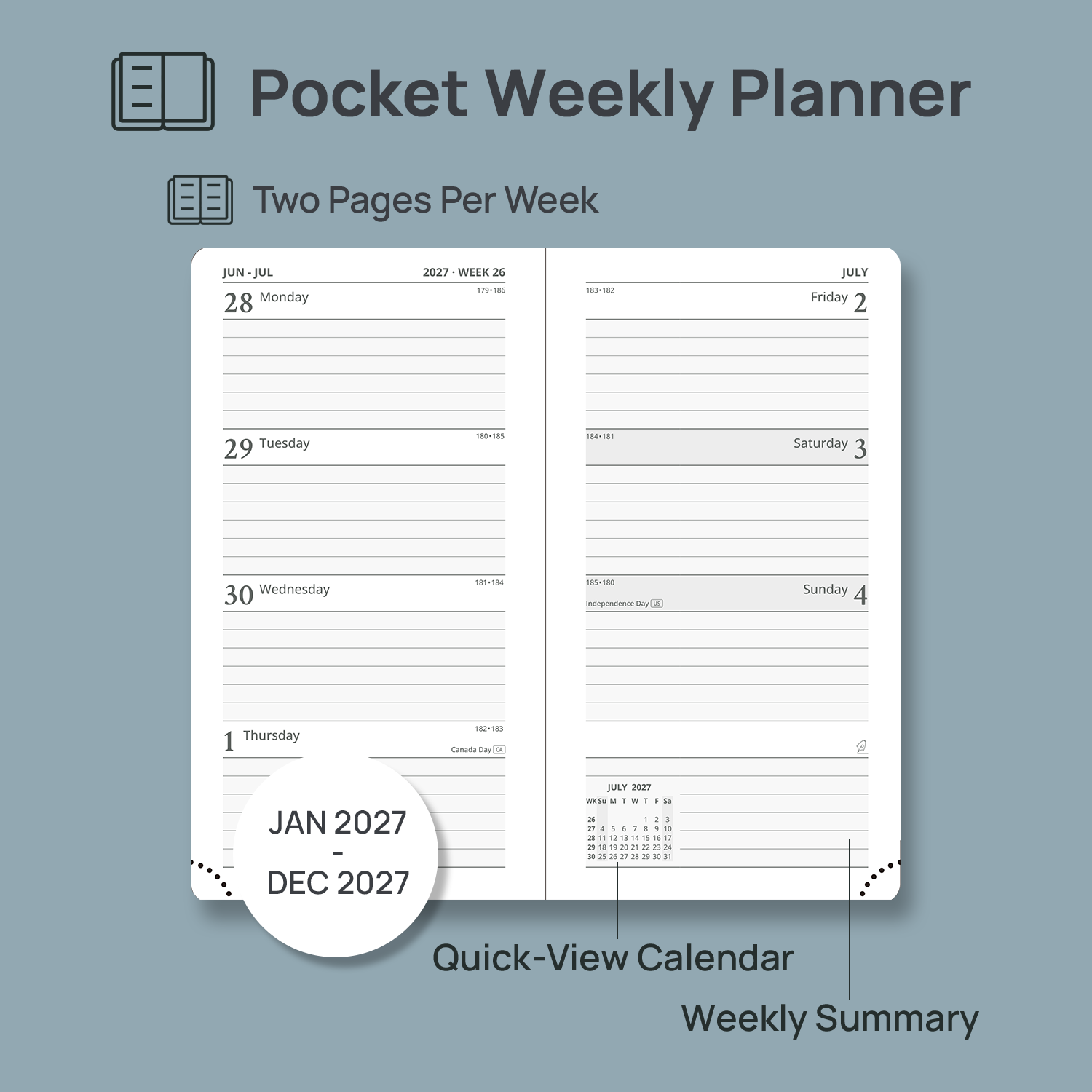 POPRUN Pocket Calendar 2027, Night Sky Blue photo 4