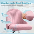 thumbnail image 3 of Swivel Office Chair, Armless Cute Desk Chair, Modern Adjustable Padded Fabric Vanity Task Computer Chair, Home Office Desk Chairs with Wheels (Pink), 3 of 5