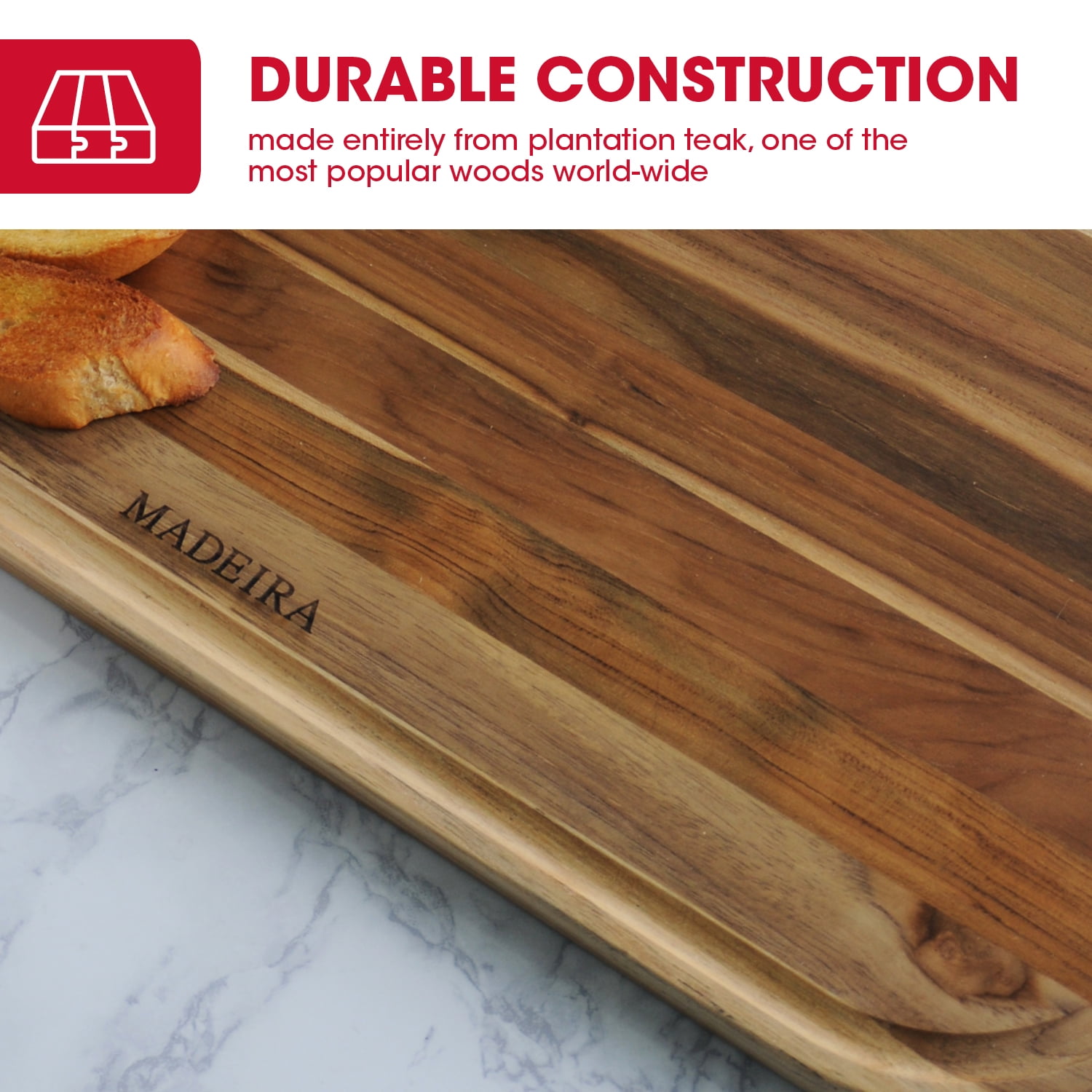 Madeira Cutting and Carving Board, Teak Edge-Grain, 20" x 14"