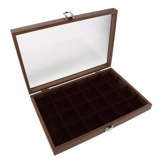 YSNOOWE Caja Para Almacenamiento Y Exhibición De Con Divisiones Y Clara Café