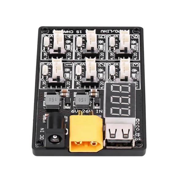 JIAHAOO For LiPo LiHV Battery Charger 6 Port 200mA 600mA DC 7 25V Input Picoblade PH 2 0 for 1S 2 6S Batteries Micro Drones