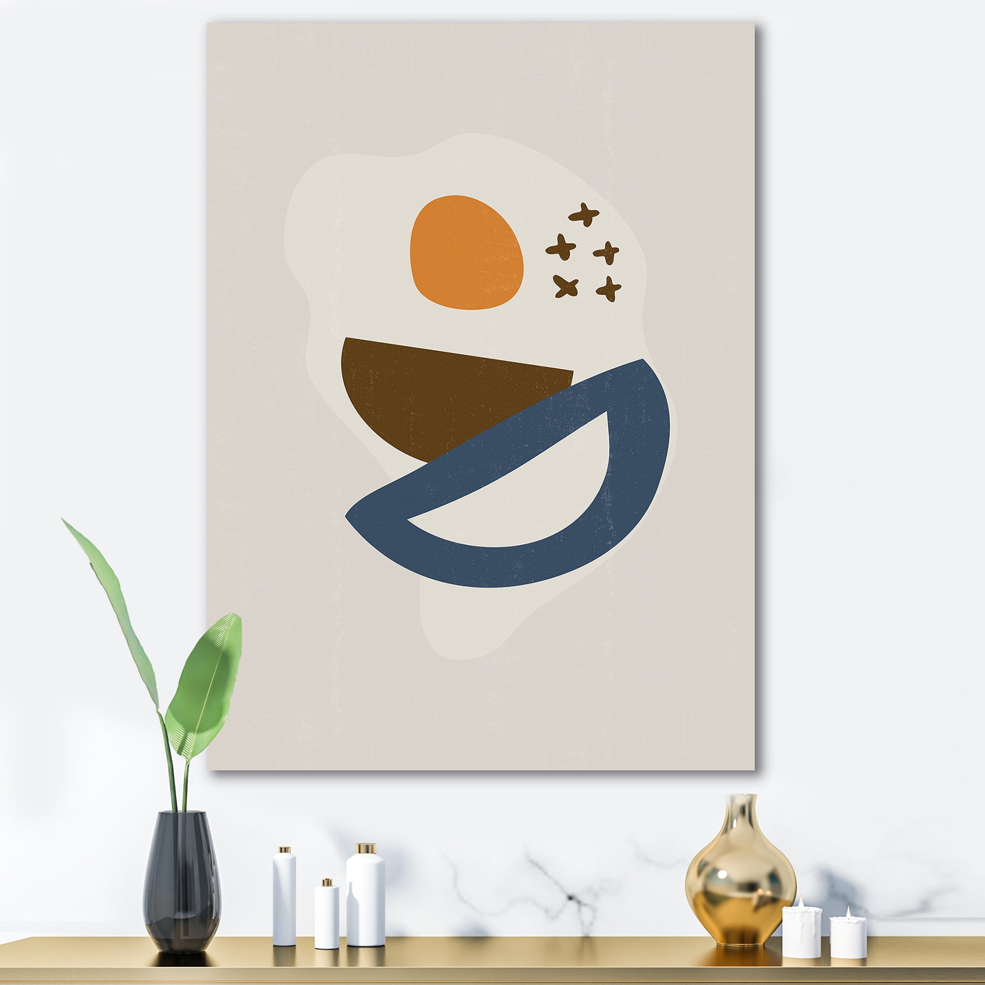 Designart ' Abstract Moon and Sun Geometric Print I ' Modern Canvas Wall Art Print