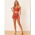 thumbnail image 3 of Conjunto de bikini Allegra K 2 piezas minifalda con parte superior de Cami calada ganchillo playa verano rojo M, 3 of 6