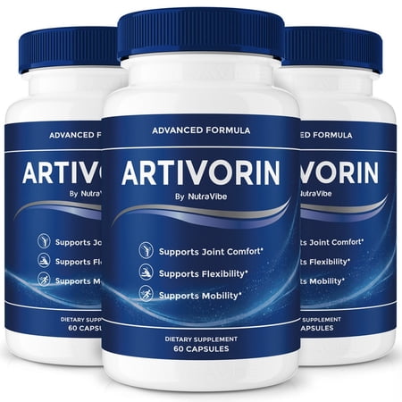 (3 Pack) Artivorin Capsules – Natural Joint Support Formula for Flexibility, Mobility & Confidence in Movement | Daily Formula for Comfort, Recovery & Active Lifestyle (180 Capsules)