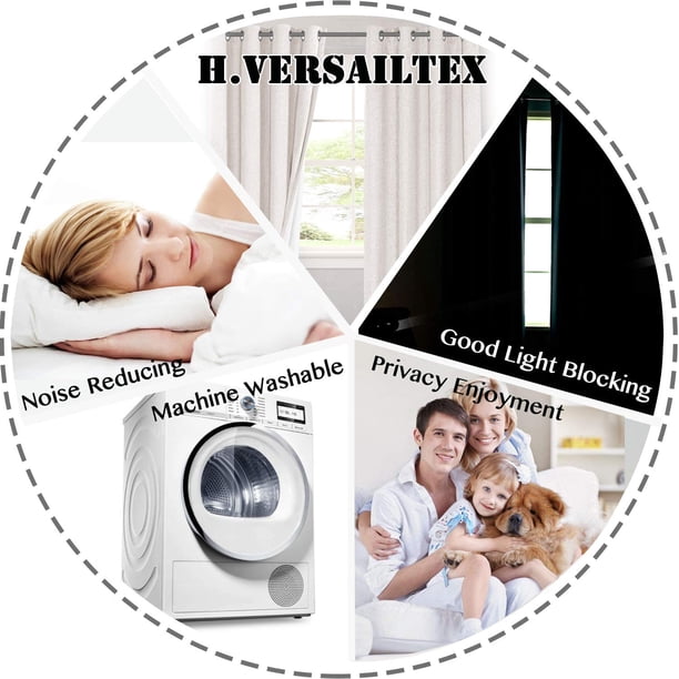 H.VERSAILTEX Cortinas 100% Opacas Para Dormitorio Con Forro Negro Cortinas De Oscurecimiento De Habitacion Completa