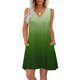 thumbnail image 2 of Vestido Corto para Mujeres Verano sin Mangas Cuello en V, Impresión de Moda con Bolsillos, Poliéster de Algodón Casual, 2 of 8