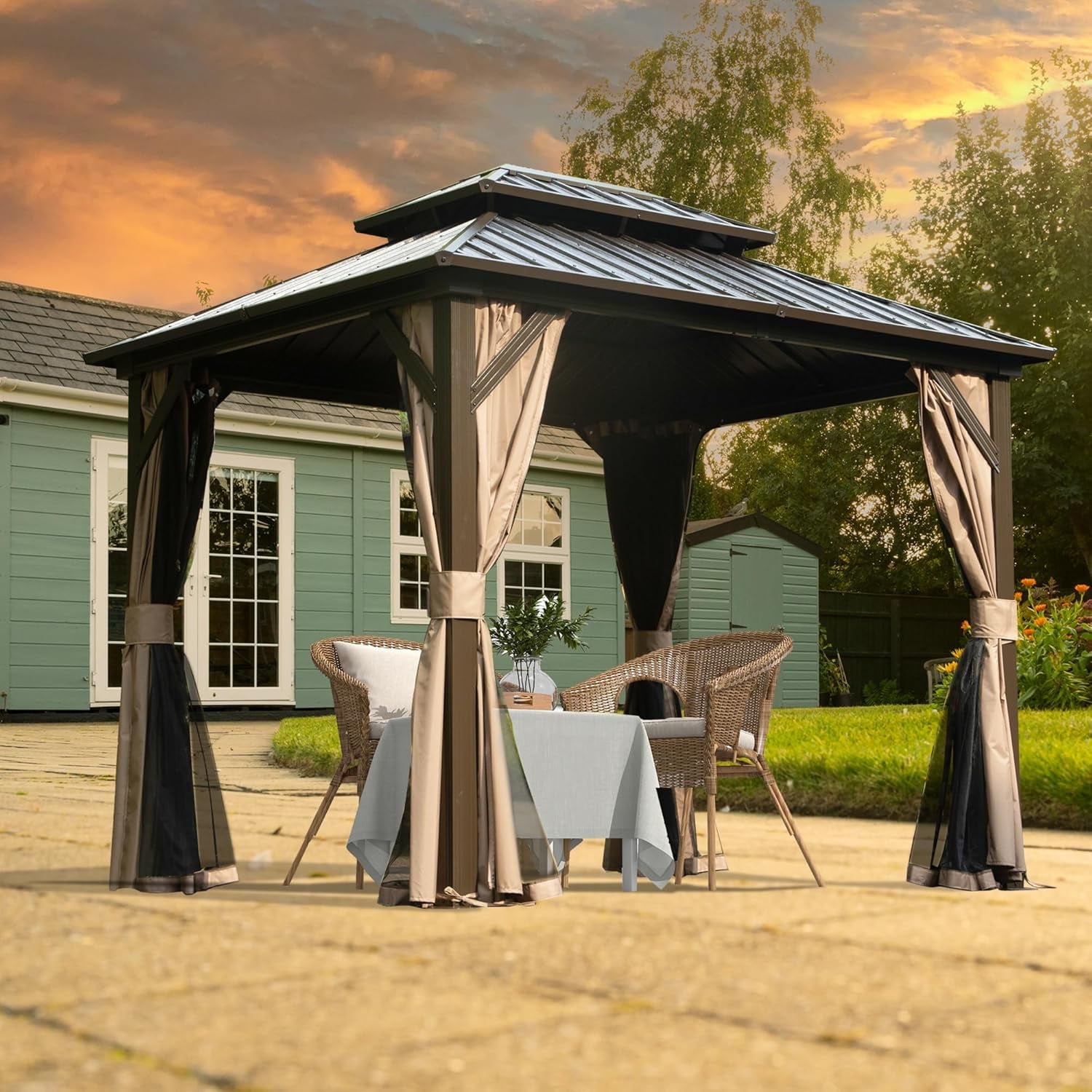 Domi Outdoor Living 8' x 10' Permanent Hardtop Gazebo, Galvanized