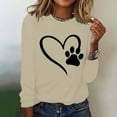 thumbnail image 2 of ibuvkizy Love Heart Graphic Sweatshirt for Women Printed Round Neck Pullover Long Sleeved Casual Womens Sweatshirts Beige,XL, 2 of 4