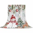 thumbnail image 2 of Winter Snowman Throw Flannel Blanket 50x60In Christmas Tree Leaves Elk Flower Light Gray Super Soft Cozy Bed Blanket, Lightweight Plush Fuzzy Bed Throw for Bedroom Sofa Couch Living Room, 2 of 4