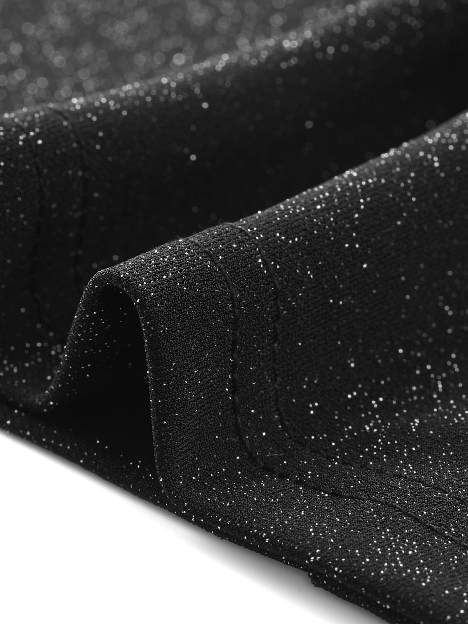 DARING DIVA Women's Plus Sparkly Glitter Square Neck Long Sleeve Top 4X Black