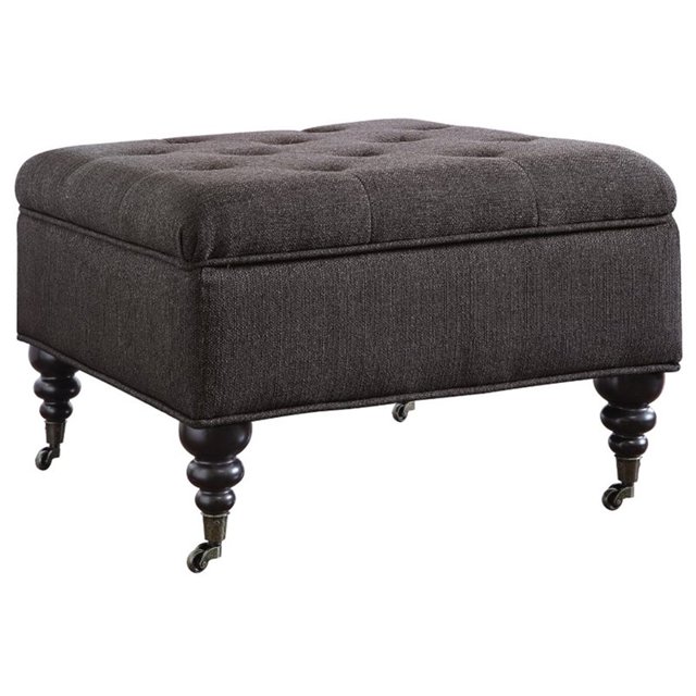 Serta at Home Abbot Square Tufted Storage Ottoman in Midnight Charcoal