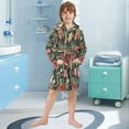 thumbnail image 5 of FORMRS Niños Bathrobe Unisex Hooded Robe Soft Plush Pajamas Sleepwear, Size 4-6T, Black Christmas Holly, 5 of 7