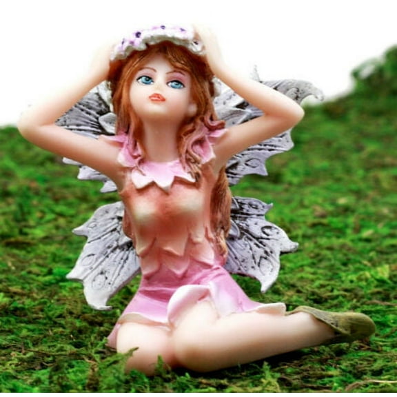 Fairy Garden Lavender Laurel Fairy Waking Up Figurine 3.25"H Miniature Faerie
