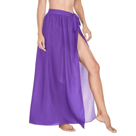 Women Sarong Wraps Dark Purple Swimsuit Beach Pareo Bikini Coverups Skirt M