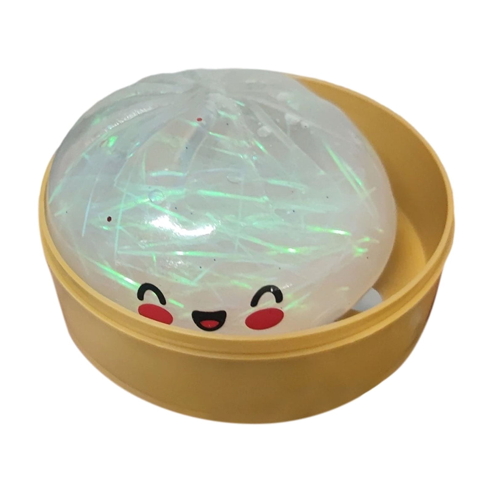 Glitter Colorful Dumpling Squishy, Large Squishy Dumpling with Steamer, Squishy Dumpling Doll with Cute Expressions, Silicone Bun Sensory Fidget Dolls, Hand Pinching Decompression Dolls