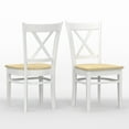 thumbnail image 2 of Cross Back Solid Wood Dining Chairs in White/Natural (Set of 2), 2 of 4