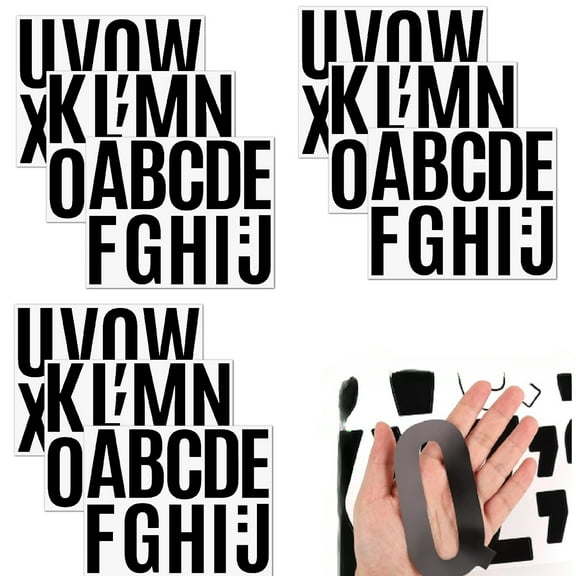 9 Sheets Capital Letter Stickers 4in Waterproof Sticker Decoration(Black)