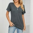 thumbnail image 4 of Summer Fashion Plus Size Tops for Womens 2025 Solid Color V-neck Comfortable Loose T-shirt Blouse Casual Tops, 4 of 5
