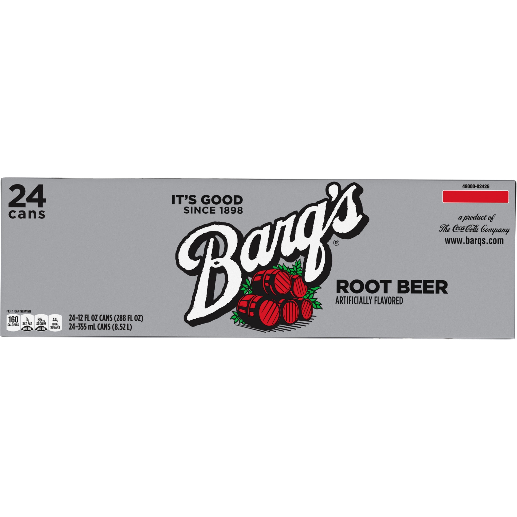Barq's Root Beer Soda Pop Cans, 12 fl oz, 24 Pack