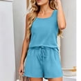thumbnail image 3 of Matching Sets Women Clothing Casual Crew Neck Sleeveless Tank Top and Shorts with Pocket Summer 2 Piece Travel Outfits, 3 of 7