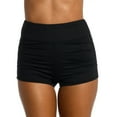 thumbnail image 1 of PEASKJP Womens Trunks Ruched High Waisted Bikini Bottom Swim Shorts, Black L, 1 of 4